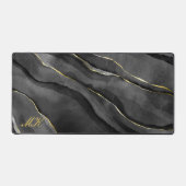 Agaat Zwart en Goud Marmer Custom Naam Letter Bureaumat (Voorkant)