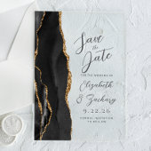 Agaat Zwart Goud Modern Script Bruiloft Acryl Uitnodigingen