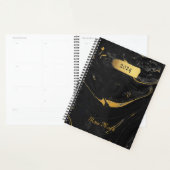 Agaat zwart marmeren werveling Gepersonaliseerd Planner (Display)