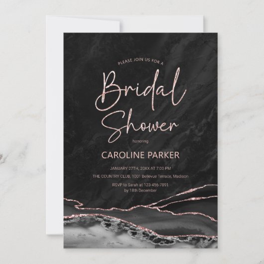 Agaat Zwart Roos Goud Vrijgezellenfeest Kaart (Voorkant)