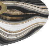 Agaat zwart wit en goud met elk monogram snijplank (Hoek)