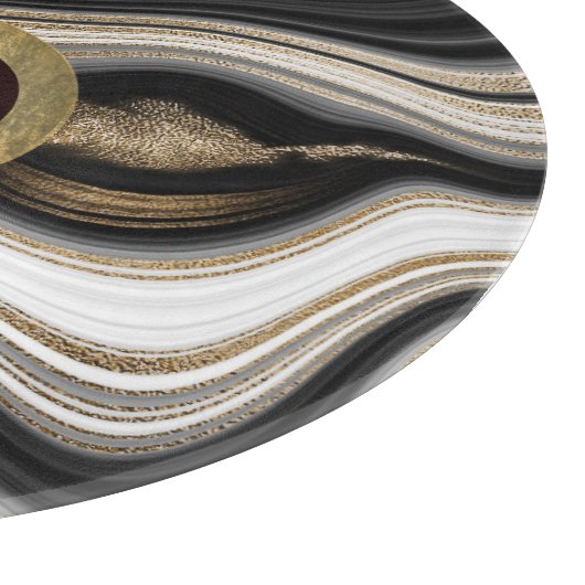 Agaat zwart wit en goud met elk monogram snijplank (Hoek)