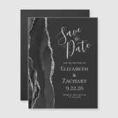 Agaat Zwart Zilver Donker Magnetisch Bewaar de Dat (Voorkant / Achterkant)