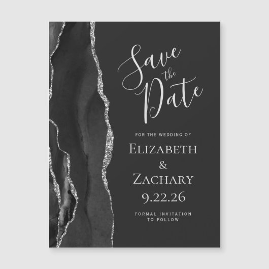 Agaat Zwart Zilver Donker Magnetisch Bewaar de Dat (Voorkant)