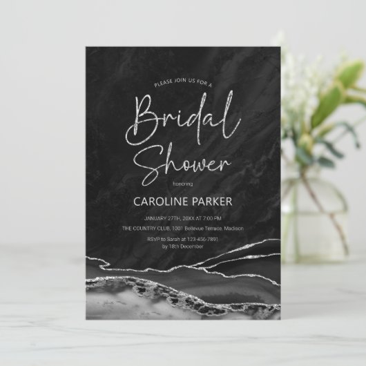 Agaat zwart zilver Vrijgezellenfeest Kaart (Staand voorkant)