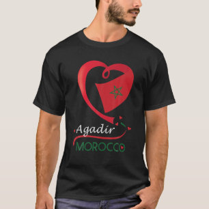 Agadir Marokko National Flag Heart Emblem Crest T-shirt