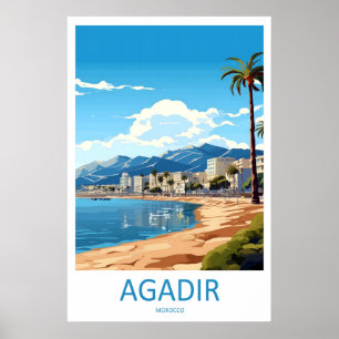 Agadir Marokko Reisposter Vintage Ski Nationaal Poster