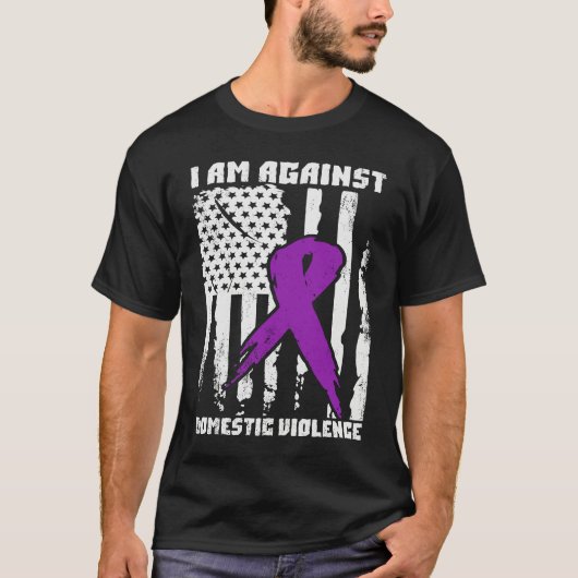 Against Domestic Violence American Flag T-shirt (Voorkant)