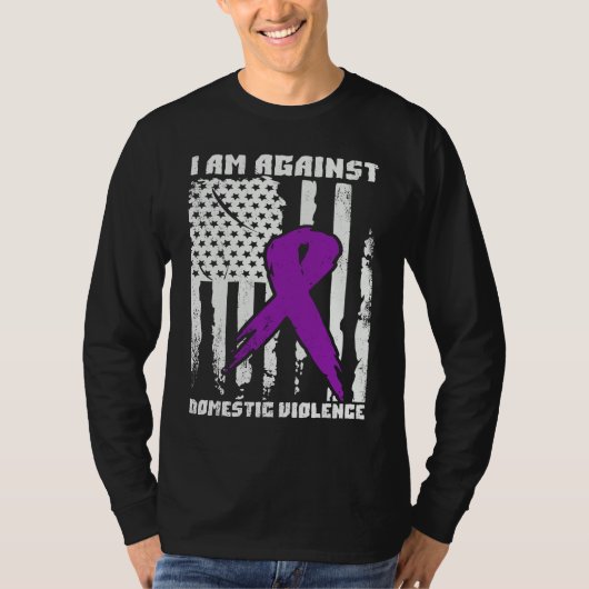 Against Domestic Violence American Flag T-shirt (Voorkant)