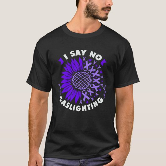 Against gaslighting Sunflower purple ribbon T-shirt (Voorkant)