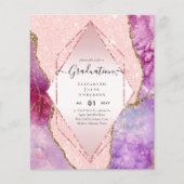 Agaite Glitter GRADUATIE Feest Uitnodigingen Glam  (Voorkant)