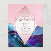 Agaite Glitter GRADUATIE Feest Uitnodigingen Glam  (Voorkant)