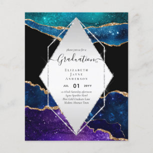 Agaite Glitter GRADUATION Party nodigt Glam CHIC u Flyer
