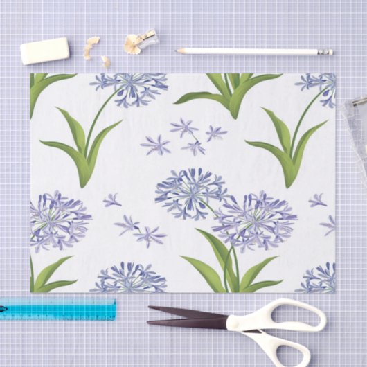 agapanthus African lily flowers seamless pattern Tissuepapier (Craft)