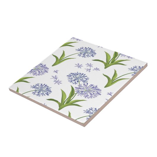 agapanthus Afrikaanse luibloem naadloos patroon Tegeltje (Zijkant)