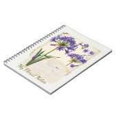 Agapanthus bloem Ephemera Collage Art Notitieboek (Linkerzijde)