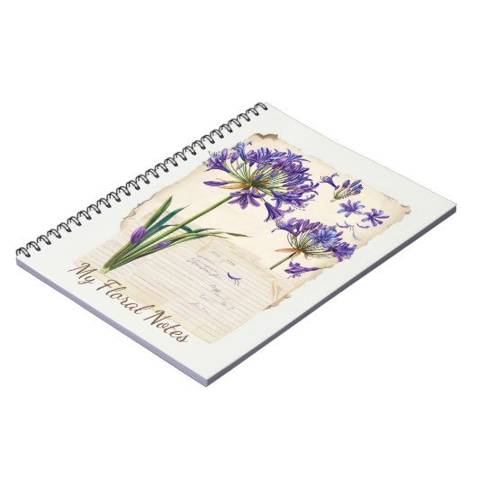 Agapanthus bloem Ephemera Collage Art Notitieboek (Linkerzijde)