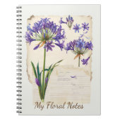 Agapanthus bloem Ephemera Collage Art Notitieboek (Voorkant)