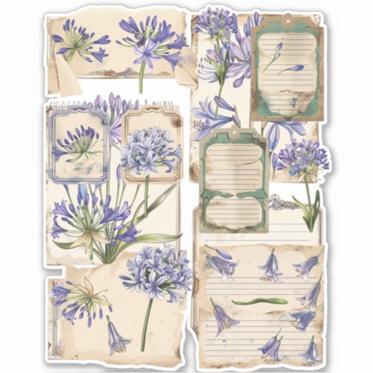 Agapanthus bloem Fussy Cut Ephemera 2 Sticker (Voorkant)