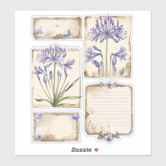 Agapanthus bloem Fussy Cut Ephemera Sticker (Vel)