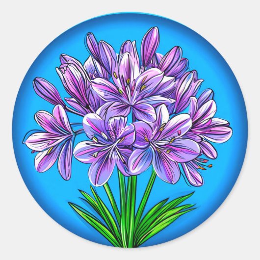 Agapanthus bloem ronde sticker (Voorkant)