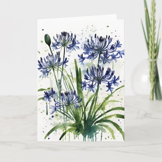 Agapanthus - Watercolor flowers iPad mini cover Kaart (Voorkant)