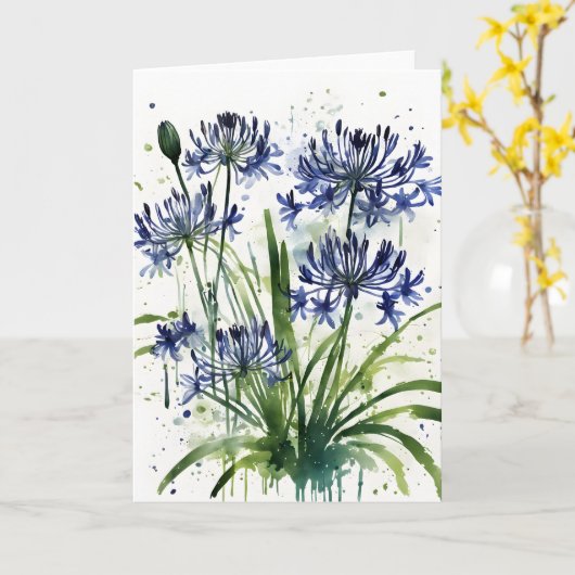 Agapanthus - Watercolor flowers iPad mini cover Kaart (Gele Bloem)