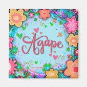 Agape Fun Bloemenblauw Moderne Inspirivity Magneet (Voorkant)