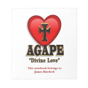Agape-hartsymbool voor Gods goddelijke liefde Notitieblok
