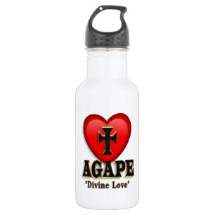 Agape-hartsymbool voor Gods goddelijke liefde Waterfles