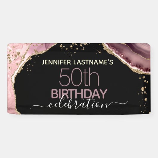 Agate 50th Birthday Budget Party Spandoek (Horizontaal)