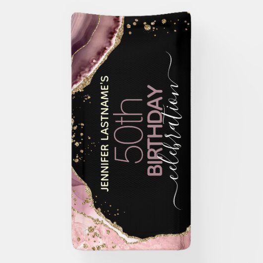 Agate 50th Birthday Budget Party Spandoek (Verticaal)