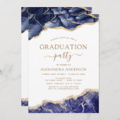 Agate Afstuderen Class of 2022 Navy Blue Gold Kaart (Voorkant / Achterkant)