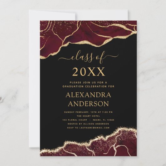 Agate Afstuderen Klasse 2023 Bourgogne Kaart (Voorkant)