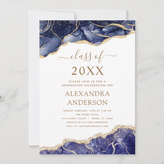 Agate Afstuderen Klasse van 2023 Navy Blue Kaart (Voorkant)