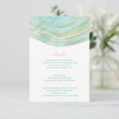 Agate Aqua Blue Waterverf — Kaart met details behu (Staand voorkant)