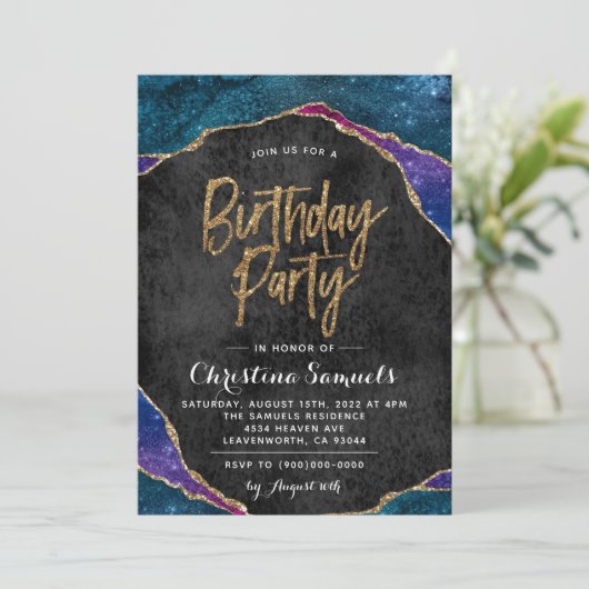 Agate Birthday Invitation Kaart (Staand voorkant)