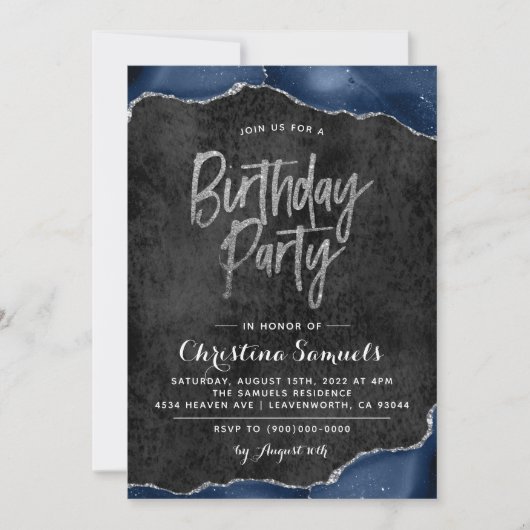 Agate Birthday Invitation Kaart (Voorkant)