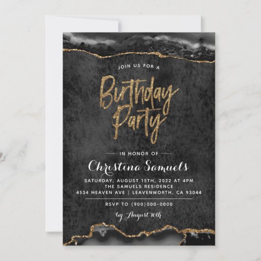 Agate Birthday Invitation Kaart (Voorkant)