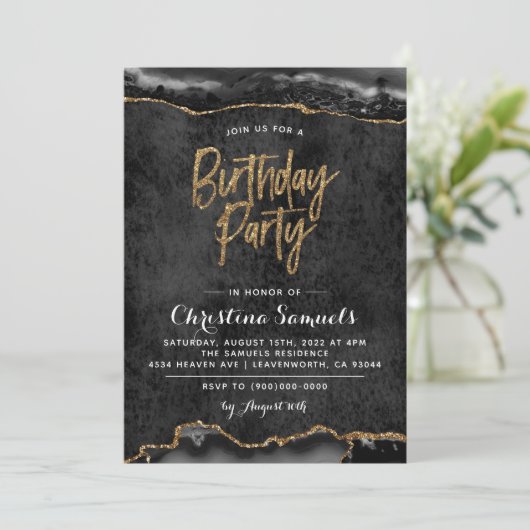 Agate Birthday Invitation Kaart (Staand voorkant)