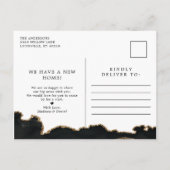 Agate Black en Gold Marble Moving Announding Aankondigingskaart (Achterkant)