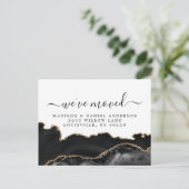 Agate Black en Gold Marble Moving Announding Aankondigingskaart (Staand voorkant)