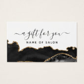 Agate Black en Gold Marble Salon Gift Kaart (Voorkant)