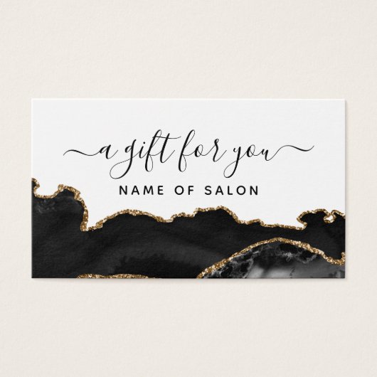 Agate Black en Gold Marble Salon Gift Kaart (Voorkant)
