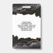 Agate Black en Gold Marble Salon ID Badge (Achterkant)