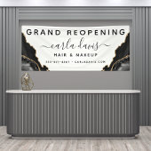 Agate Black en Gold Marble Salon opnieuw openen Spandoek