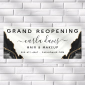 Agate Black en Gold Marble Salon opnieuw openen Spandoek