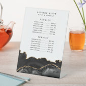 Agate Black en Gold Marble-serviceprijs Reclamebord Met Voetstuk (Insitu)