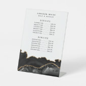 Agate Black en Gold Marble-serviceprijs Reclamebord Met Voetstuk (Voorkant)