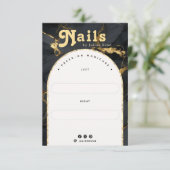 Agate Black Gold Marble Arch Manicure Display Card Bedankkaart (Staand voorkant)